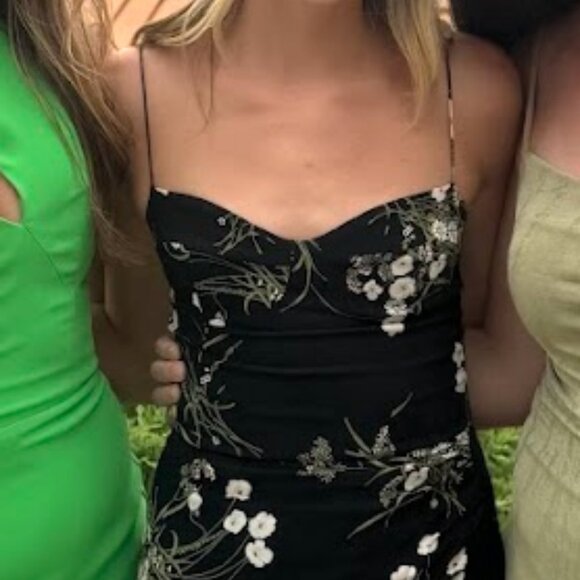 Reformation Juliette Dress Black Floral 0 - Picture 3 of 4